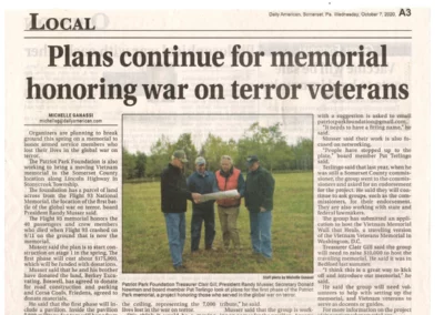 Plans Continue for Memorial Honoring War on Terror Veterans